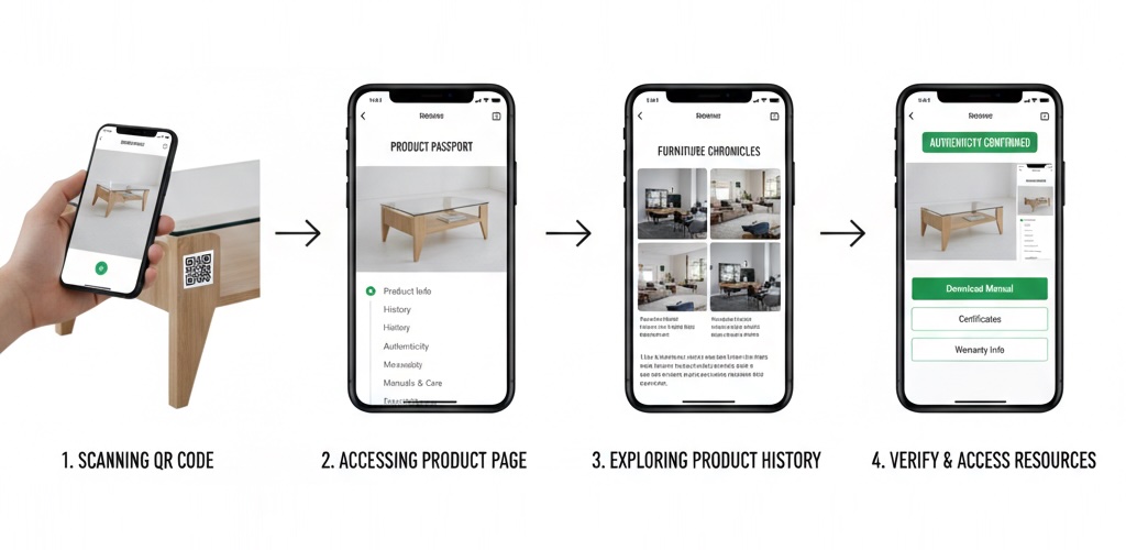 Product passport visualization - workflow from materials to consumer